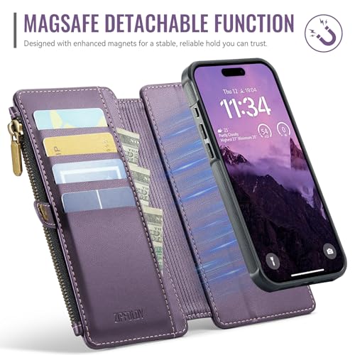 for iPhone 14 Pro Max - Phone Case Wallet Magnetic, Purple - color: Deep Purple, size: iPhone 14 Pro Max