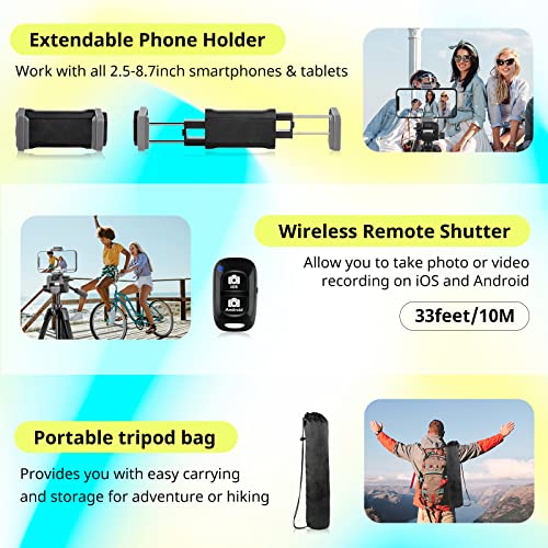Sensyne 64" Camera Tripod Stand for iPhone & iPad, Phone Holder with Remote - size: 64-inch