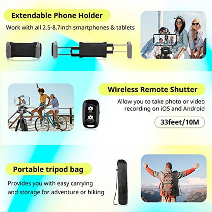 Sensyne 64" Camera Tripod Stand for iPhone & iPad, Phone Holder with Remote - size: 64-inch