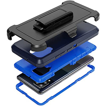 Compatible with Samsung Galaxy A42 5G Case,with Screen Protectors,Heavy Duty Rugged Shockproof Full Body Protection Kickstand Case with Belt Clip Holster for Samsung Galaxy A42 5G (Blue) - color: Blue