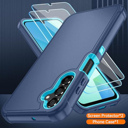 for Samsung Galaxy A16 5G Case : 3-Layer Shockproof Phone Cover with HD Screen Protector,Hybrid Protective Military-Grade Drop Protection for Galaxy A16 5G Phone Case (Blue/Glacier Blue) - color: Blue/Glacier Blue