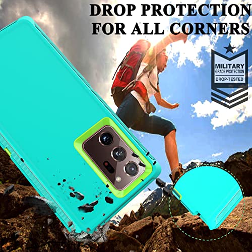 YmhxcY Note 20 Ultra Case with Self Healing Flexible TPU Film[2 Pack] and Camera Lens Screen Protective Film[2 Pack], Heavy Protection Cover for Galaxy Note 20 Ultra-Aqua Blue and Lime Green - color: SF-Aqua Blue/Lime Green