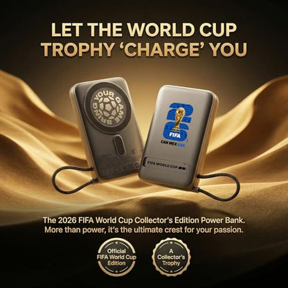 2026 FIFA Licensed 10000mAh Magnetic Power Bank with Built-in Cable and Stand, 15W Wireless Battery Pack for iPhone 17/16 Series, Apple Watch, FIFA World Cup 2026 Official Merchandise, Blue USA Badge - color: Titanium Grey + Blue USA Badge