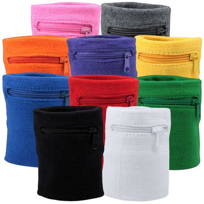 Suddora Zipper Wrist Pouch - Sweatband/Wristband Wallet for Keys, ID, Cards, Cash - color: Grey