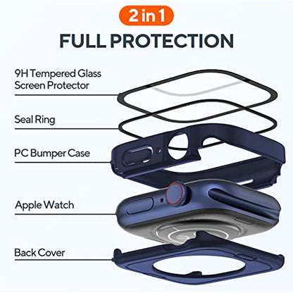 2-Pack Waterproof Case for 41mm Apple Watch Series 9/8/7 - color: Black/Blue, size: 41mm (Series 9/8/7)