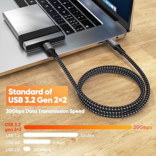 USB C Monitor Video Cable 3Ft, 4K@144Hz Display/20Gbps Data/100W Charge - size: 3ft
