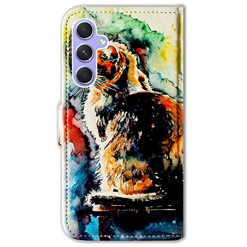 Bcov Case for Galaxy A54, Cute Cat Painting Leather Flip Phone Case Wallet Cover with Card Slot Holder Kickstand for Samsung Galaxy A54 5G - color: Cute Cat Painting