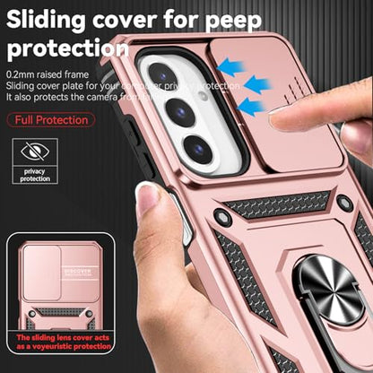 for Samsung Galaxy A17 / Galaxy A26 5G Case, with Slide Camera Cover HD Screen Protector [Military Grade Drop Tested] Ring Holder Kickstand Protective Phone Case for Samsung Galaxy A17, Rose Gold - color: Rose Gold w/ Slide Camera 2nd gen. Military Grade