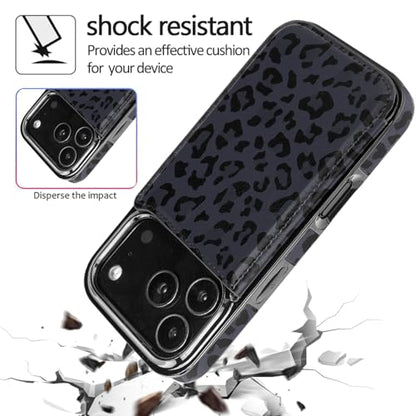 for iPhone 17 Pro Wallet Case with Card Holder,Black Purple Leopard | Flip PU Leather,Built-in Card Slots, Kickstand and Shockproof Case Cover 6.3 inch - color: Black Purple Leopard, size: iPhone 17 Pro 6.3 inch