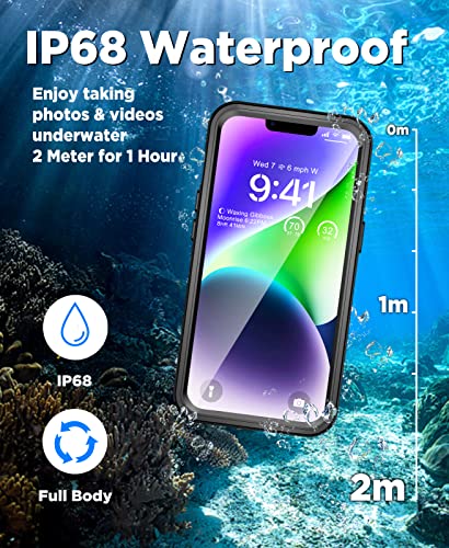 Beeasy for iPhone 14 Waterproof Case Compatible with Magsafe IP68 Underwater Military Grade, Phone Case with Shockproof, Dustproof, Rugged 360 Full Body Protection Cover with Built-in Screen Protector - size: iPhone 14 (6.1")