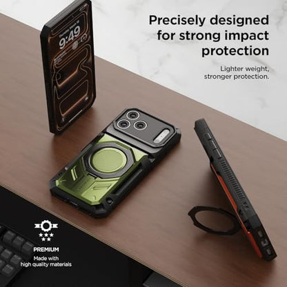 VRS DESIGN Damda Glide Hybrid for iPhone 17 Pro Max Case (2025) [Magnetic Card Wallet] [Stores 4 Cards] Heavy Duty Rugged Cover (No Wireless Charging) - Matte Black - color: Matte Black