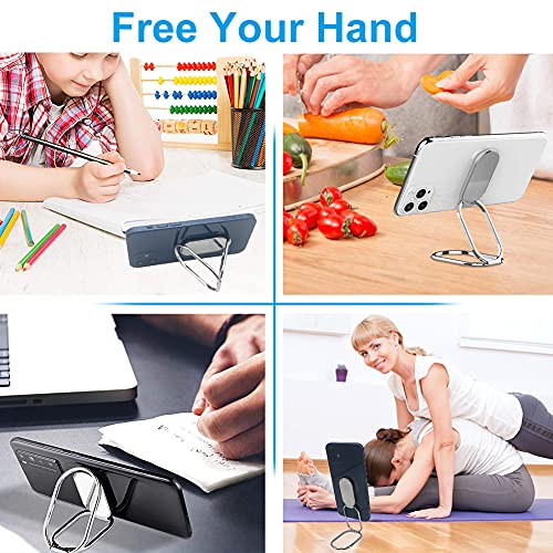 Cell Phone Ring Holder Finger Kickstand, CLZWiiN Foldable 360° Rotation Cellphone Stand for Desk, Office Desktop, Magnetic Car Mount, Metal Multi-Angle for Phone Back Grip (Silver) - color: Silver