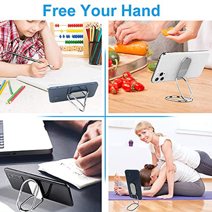 Cell Phone Ring Holder Finger Kickstand, CLZWiiN Foldable 360° Rotation Cellphone Stand for Desk, Office Desktop, Magnetic Car Mount, Metal Multi-Angle for Phone Back Grip (Silver) - color: Silver