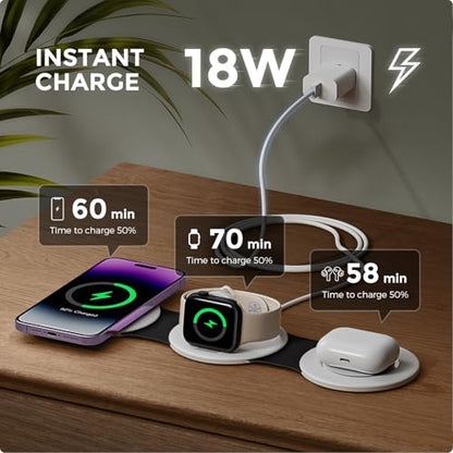HICOBER 3IN1 Wireless Charging Station for iPhone,Watch,AirPods,Black&White - color: Black&White