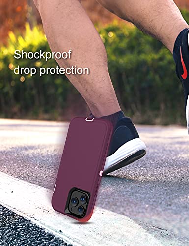 MXX Compatible with iPhone 13 pro Max Case, 3-Layer Super Protective Full Heavy Duty Body Tough Rugged Bumper Cover, Shock & Dust Proof, Designed for Apple 13 pro Max Phone Case 6.7" (Plum) - color: Plum/Light Pink, size: iPhone 13 Pro Max
