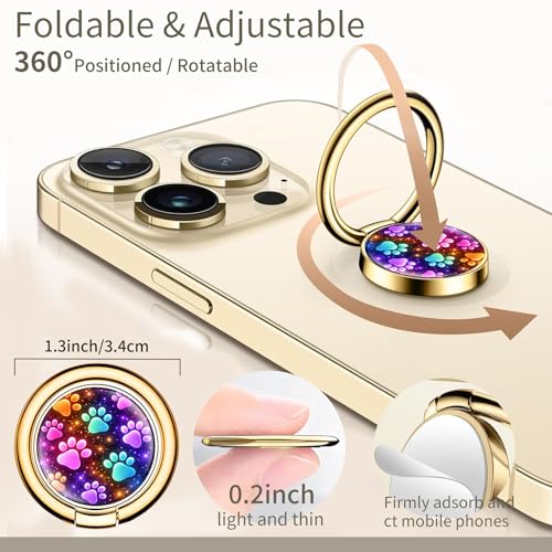 Cell Phone Ring Holder, Cute Phone Ring Grip Stand, 360°Rotation Funny Metal Kickstand Finger Grip Colorful Cute Dog Paws - color: Colorful Cute Dog Paws