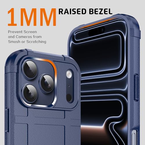 Rugged Shield Case for iPhone 17 Pro (6.3"), 8ft Military Drop Proof, Wear Resistant Tactical Cover, Navy Blue - color: Navy Blue, size: iPhone 17 Pro