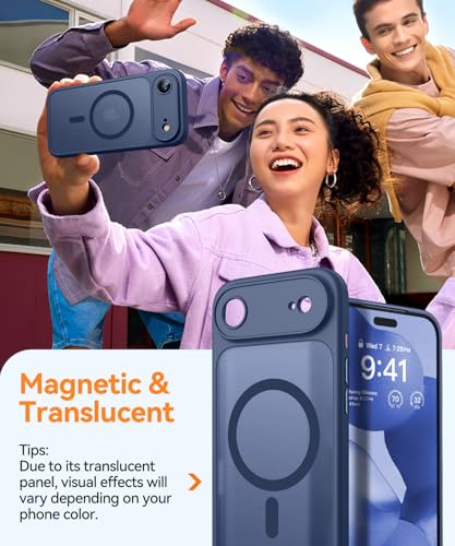 CANSHN Magnetic Compatible with iPhone Air Case(6.5 Inch), Upgraded [Full Camera Protection] [Compatible with Magsafe] [Translucent Matte] Shockproof Phone Cover for iPhone 17 Air Case,Deep Blue - color: Deep Blue, size: iPhone Air (6.9 Inch,1 Lens)