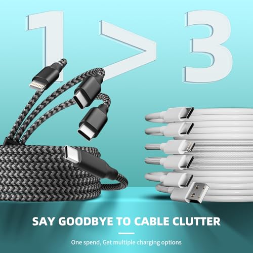 MPATIBY USB C Multi Charging Cable [1Pack 5FT], 3 in 1 Charging Cable - color: Black+Grey, size: 1Pack5FT