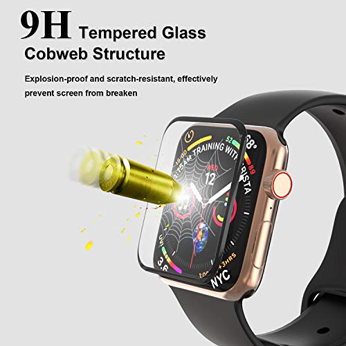 [2 Pack Tempered Glass Screen Protector for Apple Watch 44mm SE 3/SE 2/ Series 6//5/4, 3D Full Coverage [Easy Installation Frame] Waterproof Bubble-Free HD Clear Film for iWatch 44mm - size: 44mm
