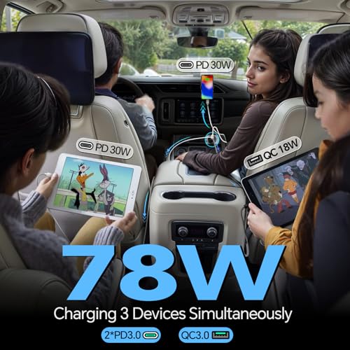 acegoo 78W 12V USB Outlet, 3 Port Fast Charging Aluminum Car USB C Charger - color: 2 Pcs