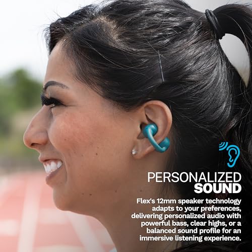 JLab, Flex, Open Ear Earbuds, Clip On True Wireless Bluetooth Earbuds, Teal - color: Teal