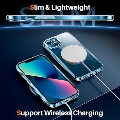 SPIDERCASE Deigned for iPhone 13 Case/iPhone 14 Case,[Not Yellowing] [Military Grade Protection] Slim Shockproof Cell Phone Home Button Stickers, Clear