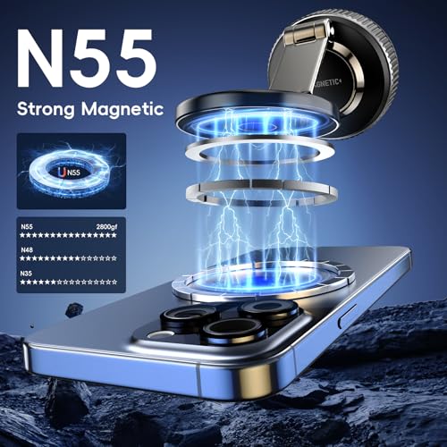 Magnetic Phone Holder for Car 2026 Heavy Duty Model 360° Adjustable Vacuum Suction Car Magsafe Phone Mount Cell Phone Holders for Your Car for iPhone 16 Pro Max 15 14 13 12 Plus (Metal Stand Rotor)