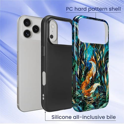 Case Compatible with iPhone 17 Pro, Cute Dual Layer Hybrid Phone Cover, Military Grade Drop Protection, Aesthetic Shockproof Phone Case for Women Girls, Woodland Fox Stained Glass - color: Woodland Fox Stained Glass, size: Iphone 17 Pro