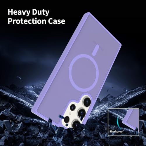 for Samsung Galaxy S23 Ultra Case Magnetic, [Compatible with Magsafe] Frosted 6.8-Inch Slim Fit Protection Wireless Charging Skin-Feel Shockproof Anti-Slip Protective Phone Cover, Light Purple - color: Purple Magnetic-02