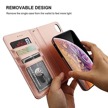 Bocasal Detachable Wallet Case Card Holder for iPhone Xs Max, Rose Gold - color: Rose Gold