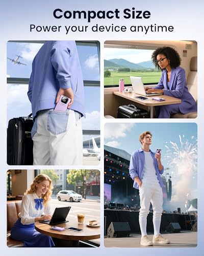 Portable Charger with Built-in Cables,22.5W Super Fast Charging Power Bank Slim Phone Charger,10000mAh Travel Battery Pack Battery Bank with Smart LED Display for iPhone, Android & USB-C (Purple) - color: Purple