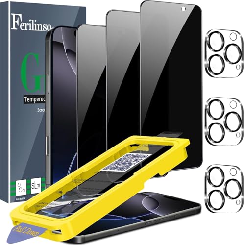 Ferilinso Privacy Screen Protector for iPhone 16 Pro, Tempered Glass - size: iPhone 16 Pro 6.3 INCH