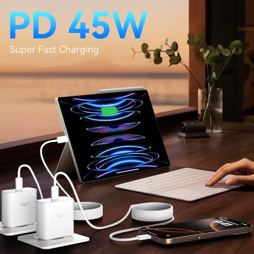 Phone 17 16 Pro Max Charger Fast Charging, 45W Super Fast USB C Charger Block with 6.6FT Charging Cable for 17 16 Pro Max/17 16 Pro/16 Plus,15 Pro Max/15 Pro/16, Android Phone - color: white, size: 6.6 Ft