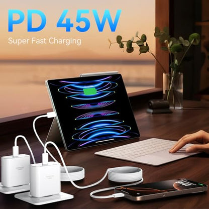 Phone 17 16 Pro Max Charger Fast Charging, 45W Super Fast USB C Charger Block with 6.6FT Charging Cable for 17 16 Pro Max/17 16 Pro/16 Plus,15 Pro Max/15 Pro/16, Android Phone - color: white, size: 6.6 Ft