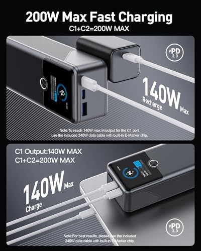 SIXTHGU Laptop Power Bank, 20,000mAh Travel Essential, 200W Fast Charging