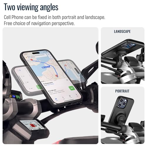 Aluminum Bike Phone Mount,Out Front Motorcycle Handlebar Phone Holder - color: 【2nd Gen】Handlebar Mount-Black