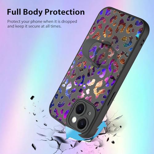 KANGHAR Compatible with iPhone 15 Case Leopard Cheetah Pattern -Black - color: Black-Leopard(Iridescent), size: iPhone 15