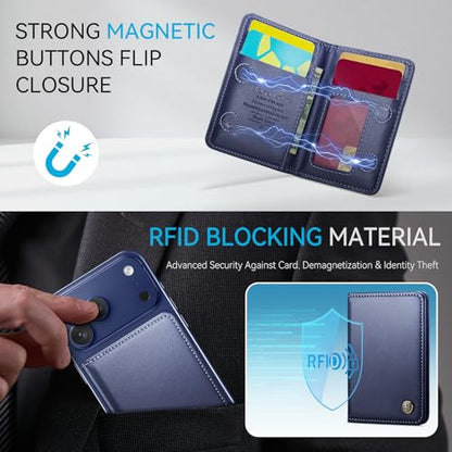 Defencase for Magsafe Wallet Magnetic Card Holder RFID Blocking, Navy Blue - color: Fashion Navy Blue