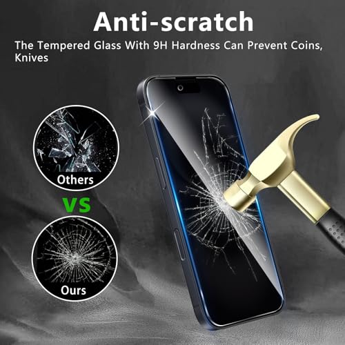 3+3 Pack Privacy Screen Protector Designed for iPhone 16 With 3 Pack Camera Lens Protector,Full Coverage Anti-Spy Tempered Glass Film,9H Hardness,Bubble Free,Easy to Install - color: iPhone 16 FK33