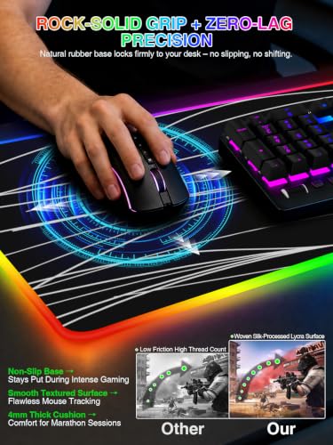 RGB Mouse Pad with Foldable Phone Stand Wireless Charger, 31.5"x11.8" XL Gaming Mousepad Large Desk Mat, Desk Pad with 11 Colors 5 Modes, Waterproof - color: Black Touch Control Stand XL Line