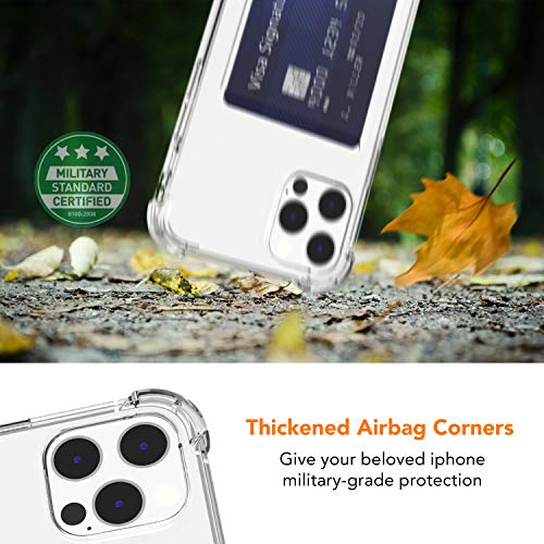 Upgrade Clear Card Case Compatible with iPhone 12/12 Pro 6.1 inch, Slim Fit Thin Protective Soft TPU Shock-Absorbing Wallet Case with Card Holder - size: iPhone 12 Pro