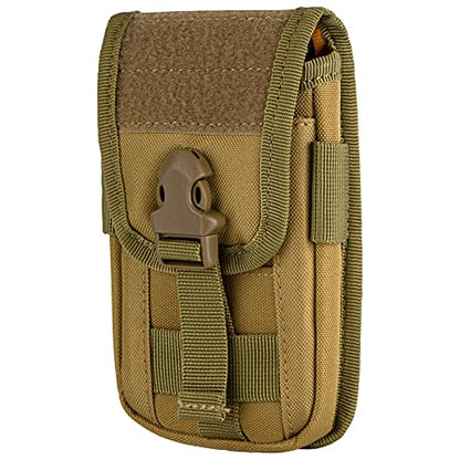 Tactical Molle Pouch Compact Utility EDC Waist Pack Phone Holster with Card Slots for 4.7"-6.9" Phone - color: Tan