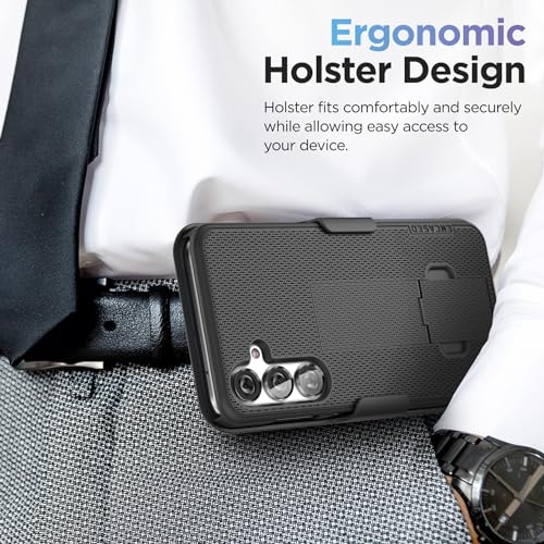 Encased DuraClip Designed for Samsung Galaxy S24 Belt Clip Case with Phone Holster and Kickstand (Black) - size: S24