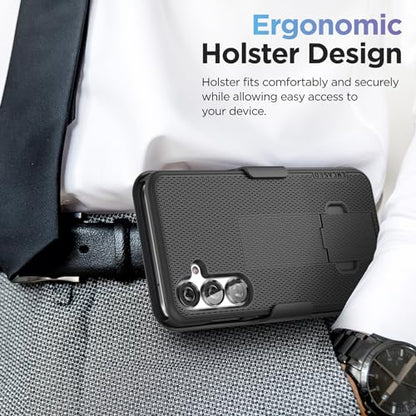 Encased DuraClip Designed for Samsung Galaxy S24 Belt Clip Case with Phone Holster and Kickstand (Black) - size: S24