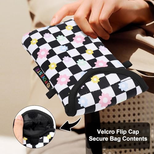 Flap Closure Secure Cell Phone Bag with Card Pocket for iPhone & Samsung - color: Checkerboard&Daisy