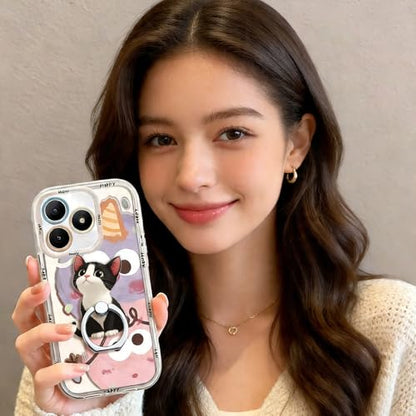 Phone Ring Stand Holder, Black & White Cat Phone Ring Grip Holder for Women Girls Cute Girly Kawaii Finger Ring Grip Stand for iPhone 17 16 15 14Air - color: Cartoon Cat Phone Ring Grip