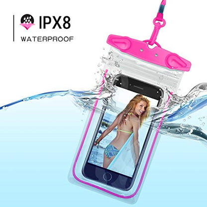 Universal Waterproof Phone Pouch, 4 Pack Waterproof Phone Case for iPhone 17/16/15/14 Pro Max Samsung Galaxy Note up to 6.9", IPX8 Cellphone Dry Bag Beach Essentials, Lanyard Included