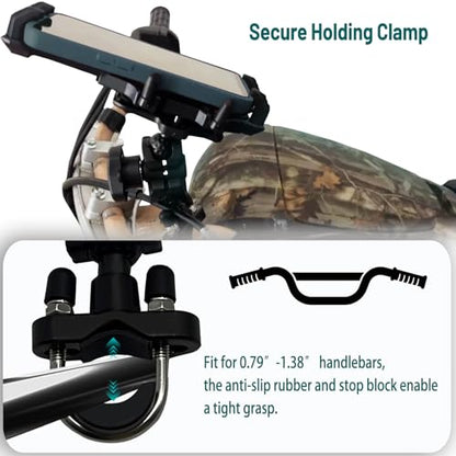 Motorcycle Phone Mount ATV 4 Wheeler Phone Holder Sturdy Hold Anti-theft