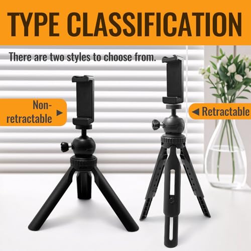 Extendable Mini Camera Tripod, Portable Selfie Stick Handle Grip Desktop Webcam Tripod with 1/4" Screw for DSLR Camera Webcam Phone Holder Selfie Stick Vlog Tripod (Retractable)